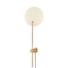 Load image into Gallery viewer, Leif Plug-In Wall Light in Patina Brass/Soft Sand (1-Light).
