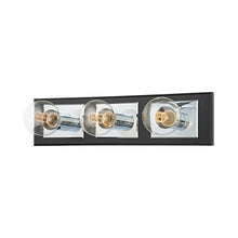 Load image into Gallery viewer, Runyan Vanity Wall Light in Polished Chrome/Soft Black (3-Light).
