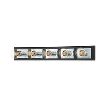 Load image into Gallery viewer, Runyan Vanity Wall Light in Polished Chrome/Soft Black (5-Light).
