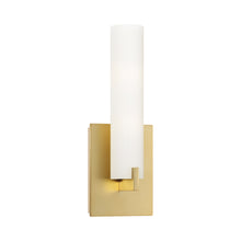 Load image into Gallery viewer, Tube LED Bath Wall Light in Honey Gold.
