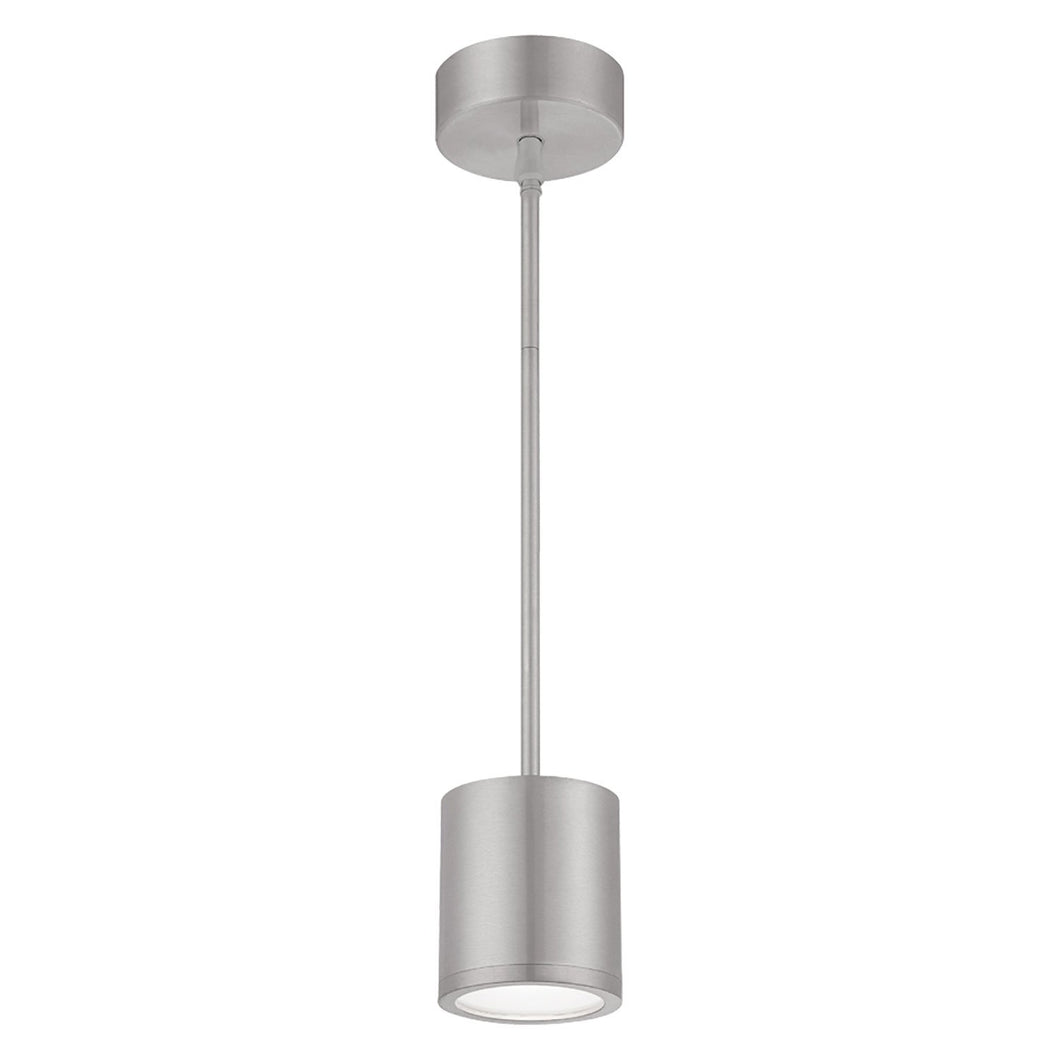 Tube LED Pendant Light in Brushed Aluminum.