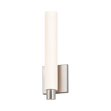 Load image into Gallery viewer, Tubo Slim LED Bath Vanity Light in Small/Satin Nickel/Drum Trim.
