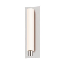 Load image into Gallery viewer, Tubo Slim Panel LED Bath Vanity Light in Small/Satin Nickel/Drum Trim.

