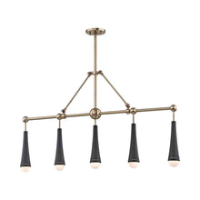Load image into Gallery viewer, Tupelo LED Linear Pendant Light in Aged Brass.
