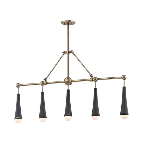 Tupelo LED Linear Pendant Light in Aged Brass.