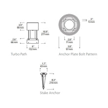 Load image into Gallery viewer, Turbo Outdoor LED Path Light - line drawing.

