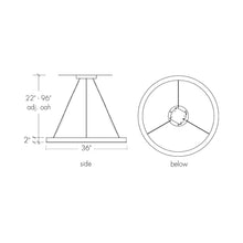 Load image into Gallery viewer, Boks LED Pendant Light - line drawing.
