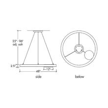 Load image into Gallery viewer, Boks Ring LED Pendant Light - line drawing.
