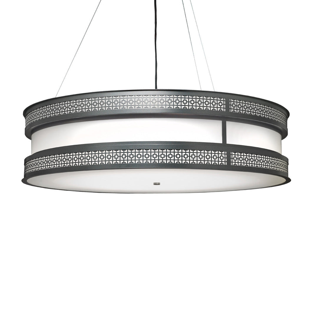 Duo Drum LED Pendant Light in Angles/Dark Iron.
