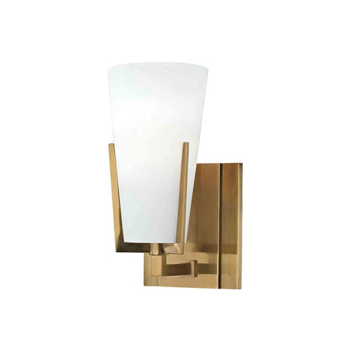 Upton Bath Wall Light in Aged Brass.