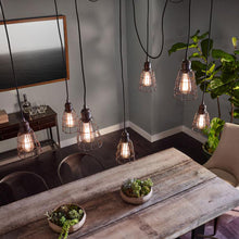 Load image into Gallery viewer, Urban Renewal Open Cage Pendant Light in dining room.
