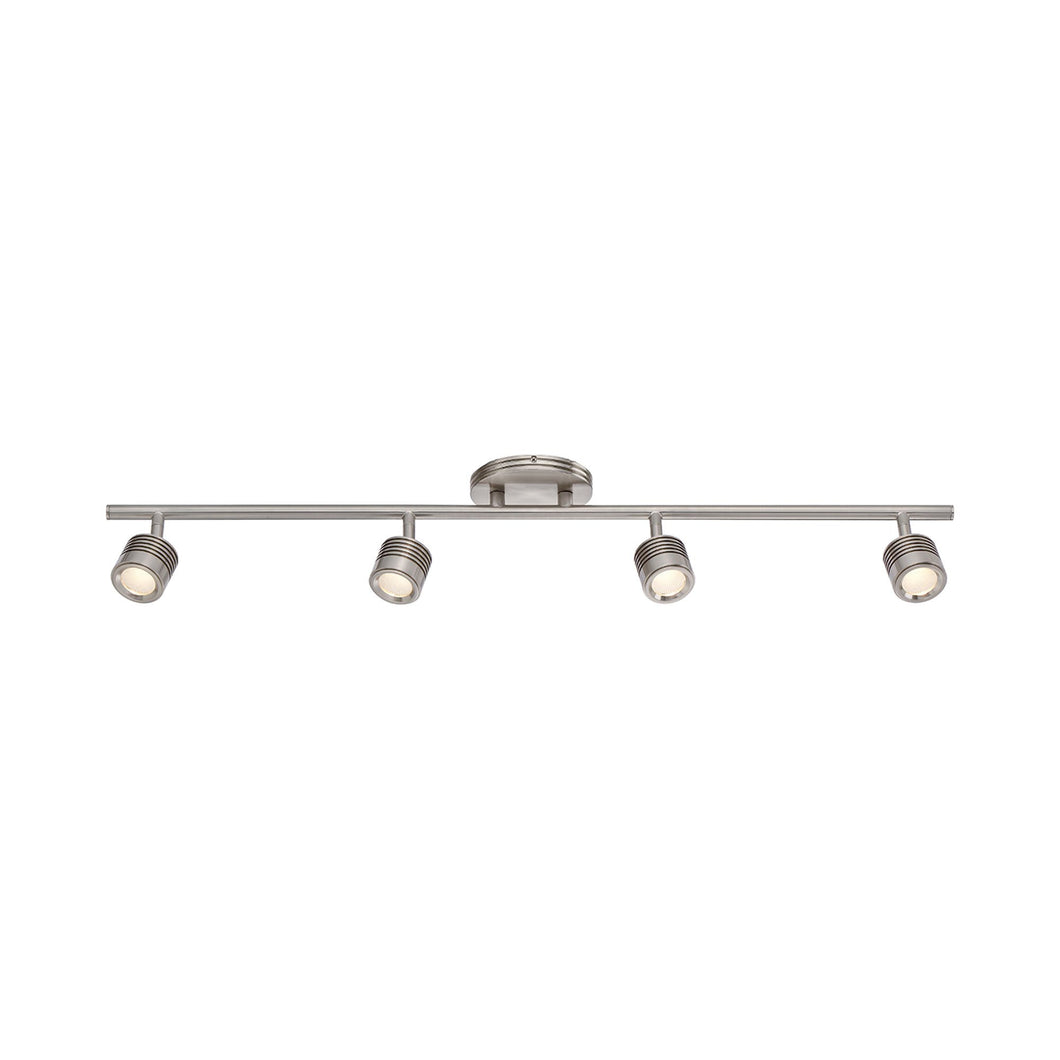 Vector LED Fixed Rail Light in Brushed Nickel.