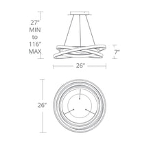 Load image into Gallery viewer, Veloce LED Chandelier - line drawing.
