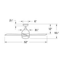 Load image into Gallery viewer, Verge LED Ceiling Fan - line drawing.
