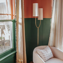 Load image into Gallery viewer, Vesper Shaded Floor Lamp in bedroom.
