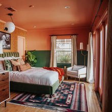 Load image into Gallery viewer, Vesper Shaded Floor Lamp in bedroom.
