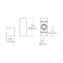 Load image into Gallery viewer, Vex Large Outdoor LED Wall Light - line drawing.
