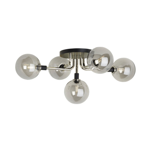 Viaggio Flush Mount Ceiling Light in Black and Silver.