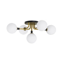 Load image into Gallery viewer, Viaggio Flush Mount Ceiling Light in Brass / Opal.
