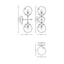 Load image into Gallery viewer, WS1096 LED Bath Wall Light - line drawing.
