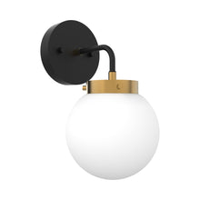 Load image into Gallery viewer, WS1718 Bath Wall Light in Aged Brass/Black/Opal Glass.
