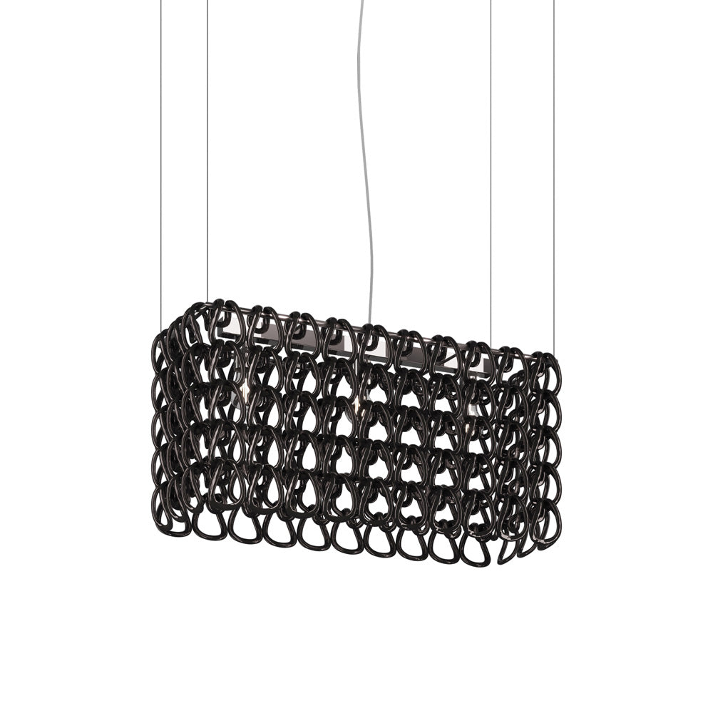 Giogali Rectangular Pendant Light in Black/Glossy Chrome (Small).