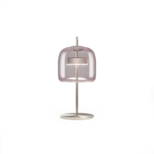 Load image into Gallery viewer, Jube LED Table Lamp in Light Amethyst Transparent/Matt Steel (Small).
