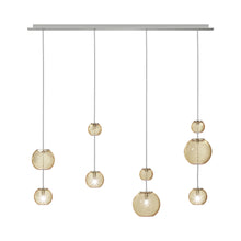 Load image into Gallery viewer, Oto Linear Pendant Light in Satin Nickel/Amber Striped.
