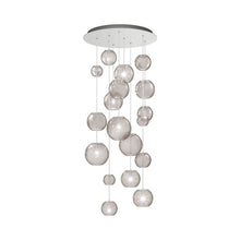 Load image into Gallery viewer, Oto Multi Light Pendant Light in Satin Nickel/Smoky Striped (9-Bulb).
