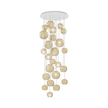 Load image into Gallery viewer, Oto Multi Light Pendant Light in Glossy White/Amber Striped (10-Bulb).
