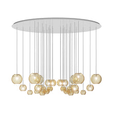 Load image into Gallery viewer, Oto Sp Cha Chandelier in Glossy White/Amber Striped.
