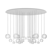 Load image into Gallery viewer, Oto Sp Cha Chandelier in Satin Nickel/Amber Striped.
