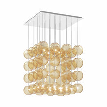 Load image into Gallery viewer, Oto Sp Cub Chandelier in Mirrored Steel/Amber Striped.
