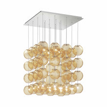 Load image into Gallery viewer, Oto Sp Cub Chandelier in Satin Nickel/Amber Striped.
