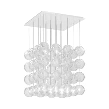 Load image into Gallery viewer, Oto Sp Cub Chandelier in Glossy White/Crystal Striped.
