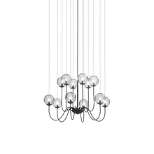 Load image into Gallery viewer, Puppet Chandelier in Crystal Transparent/Matt Black (12-Light).
