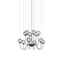 Load image into Gallery viewer, Puppet Chandelier in Smoky Transparent/Matt Black (12-Light).

