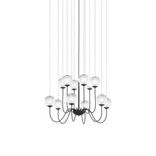 Load image into Gallery viewer, Puppet Chandelier in White Shaded/Matt Black (12-Light).
