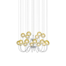 Load image into Gallery viewer, Puppet Chandelier in Amber Transparent/Glossy Chrome (18-Light).
