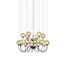 Load image into Gallery viewer, Puppet Chandelier in Amber Transparent/Matt Black (18-Light).
