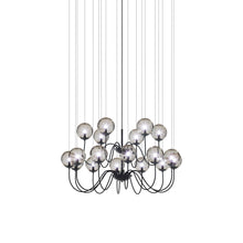 Load image into Gallery viewer, Puppet Chandelier in Smoky Transparent/Matt Black (18-Light).
