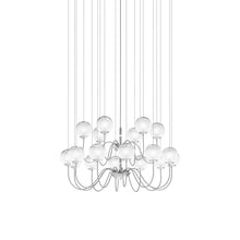 Load image into Gallery viewer, Puppet Chandelier in White Shaded/Glossy Chrome (18-Light).
