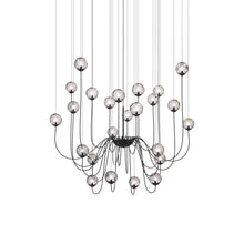 Load image into Gallery viewer, Puppet Chandelier in Smoky Transparent/Matt Black (24-Light).
