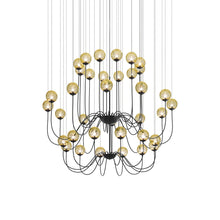 Load image into Gallery viewer, Puppet Chandelier in Amber Transparent/Matt Black (36-Light).
