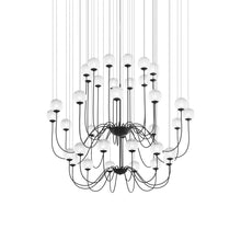Load image into Gallery viewer, Puppet Chandelier in White Shaded/Matt Black (36-Light).
