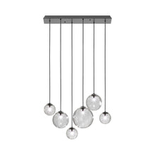 Load image into Gallery viewer, Puppet Linear Pendant Light in Crystal Transparent/Matt Black (6-Light).

