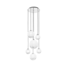 Load image into Gallery viewer, Puppet Multi Light Pendant Light in White Shaded/Glossy Chrome (6-Light).
