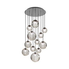 Load image into Gallery viewer, Puppet Multi Light Pendant Light in Smoky Transparent/Matt Black (12-Light).
