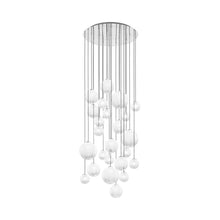 Load image into Gallery viewer, Puppet Multi Light Pendant Light in White Shaded/Glossy Chrome (24-Light).
