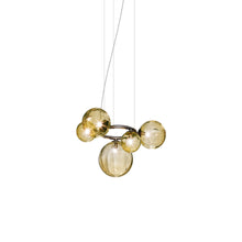 Load image into Gallery viewer, Puppet Ring Pendant Light in Matt Black Nickel/Amber Transparent(29-Inch/5-Light).
